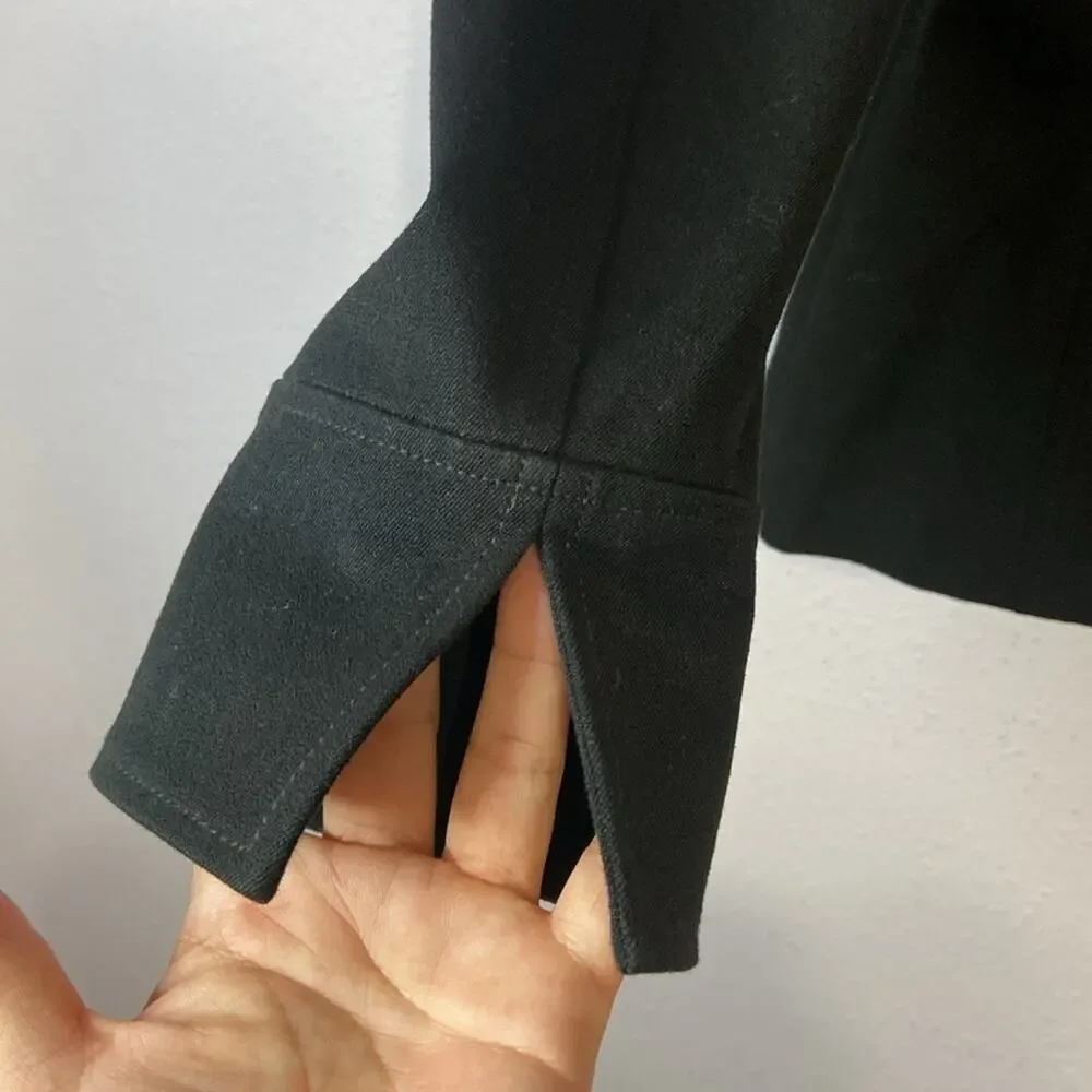Vintage St John Sport Women Black Cotton Blend with Gold Button Blazer Size 4